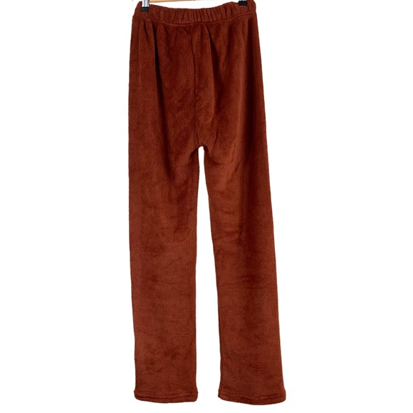 Yuna Fashion Fleece Drawstring Cozy Lounge Pants Size Small Medium Burnt Orange - Picture 7 of 15